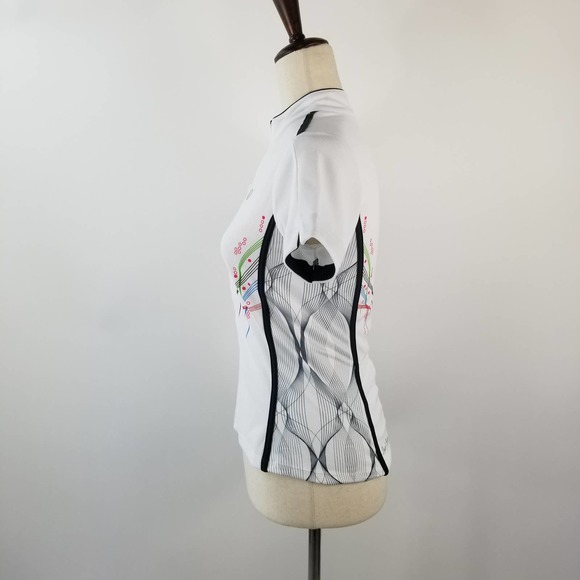Pearl Izumi Select White Black Red Green  Activewear Cycling Top Pockets Small - Picture 2 of 7